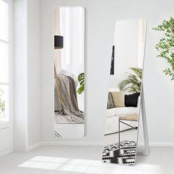 Miroir sur Pied Rectangulaire Blanc, Style Contemporain en situation