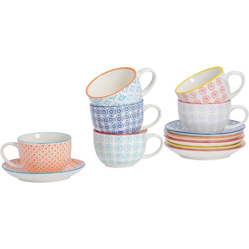 Présentation de Présentation Tasses Cappuccino Nicola Spring, Porcelaine, Lot de 6