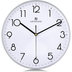 Présentation Horloge Murale Argent Moderne Lafocuse Silencieuse Classique