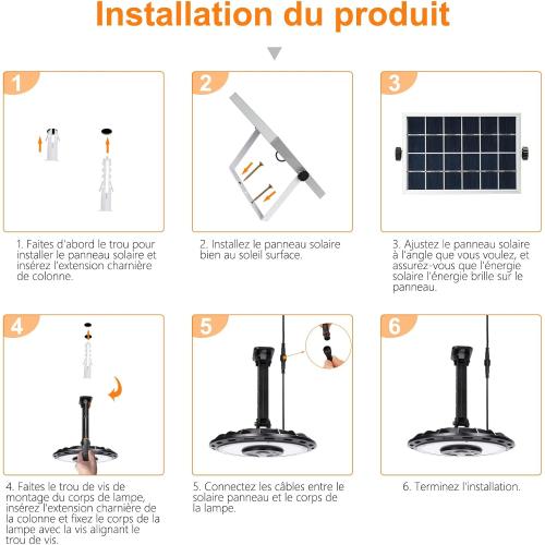 Présentation de Zoom sur Lampes Solaires Extérieures 108 LED, Détecteur Mouvement, IP65