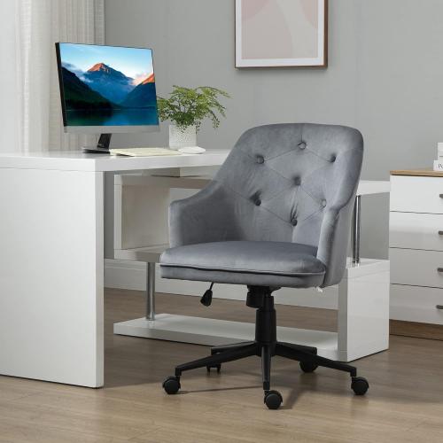 Chaise Bureau Ergonomique Pivotante 360°, Velours Gris en situation