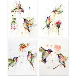 Présentation Impression Art Abstrait Colibri Mural Aquarelle Amazon Uk