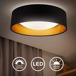 Plafonnier LED noir doré, éclairage plafond chambre, entrée, couloir 220 en situation