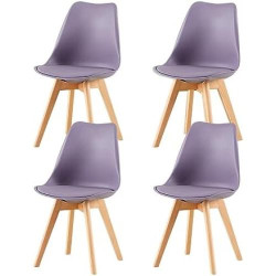 Présentation Chaises Scandinaves Lot de 2, Pieds Bois Hêtre, Assise Rembourrée, Gris