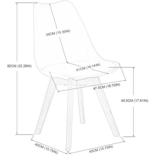 Présentation de Zoom sur Chaises Scandinaves Lot de 2, Pieds Bois Hêtre, Assise Rembourrée, Gris