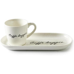 Présentation Tasse Soucoupe Café Riviera Maison, Porcelaine Blanc