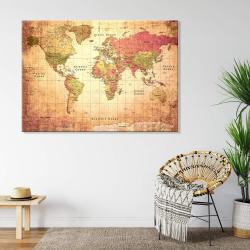 Cadre Impression Toile Canvas Carte du Monde Ancienne en situation