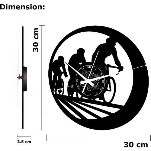 Présentation de Zoom sur Horloge Murale Vinyle Sport Vélo Instant Karma Clocks