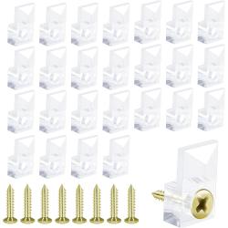 Présentation Clips de Support Miroir Muraux, Plastique Transparent, 25 pièces