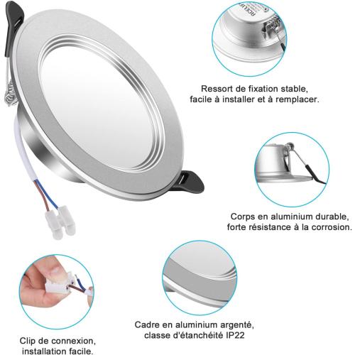 Présentation de Zoom sur ACELIFE Spot LED Encastrable Extra Plat, Blanc Neutre