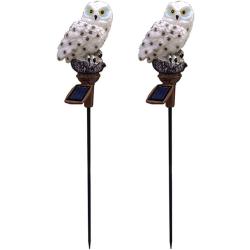 Présentation Lampes solaires LED hibou, décor jardin étanche