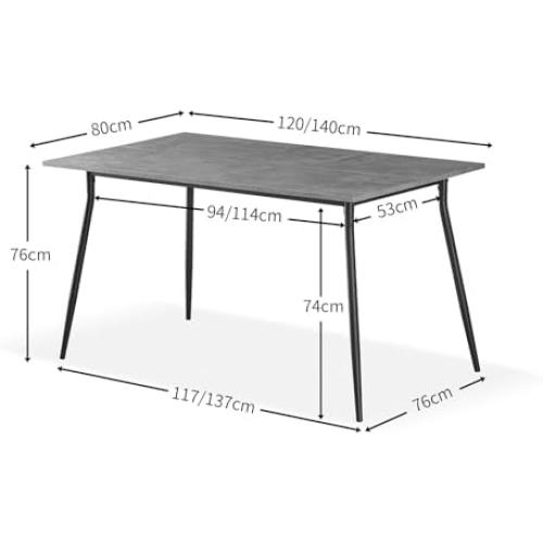 Présentation de Table Salle à Manger Bois, Design Industriel Moderne, Aspect Béton, Cuisine en situation