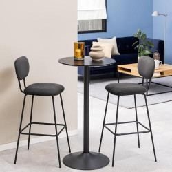 Tabourets de bar Movian, tissu Wind anthracite, noir mat en situation