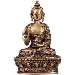 Statue Bouddha laiton fait main, sculpture antique vintage en situation