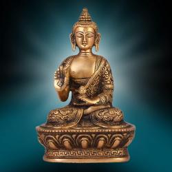 Présentation Statue Bouddha laiton fait main, sculpture antique vintage