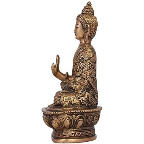 Présentation de Zoom sur Statue Bouddha laiton fait main, sculpture antique vintage