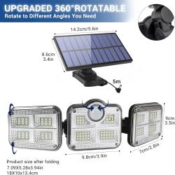 Applique Murale Solaire LED 3 Têtes, Détecteur Mouvement, Étanche en situation