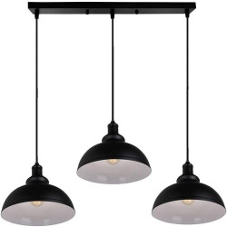 Présentation Suspension Vintage Industrielle en Métal Noir E27 - Pack de 2