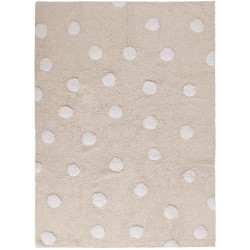 Présentation Tapis de sol enfant beige, pois blanc, promotion