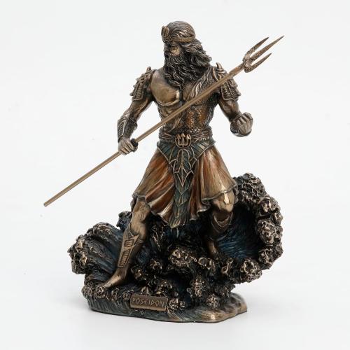 Présentation de Zoom sur Statue Poseidon, Finition Bronze Métallique, Veronese Design