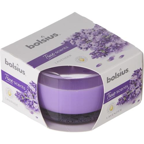 Présentation de Zoom sur Bougie parfumée Lavande Bolsius, Verre, Cire, Violet