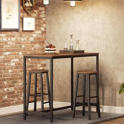 Tabourets de Bar Industriels, Marron Rustique, Noir, Lot 2 en situation