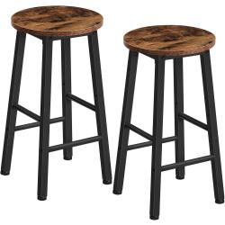 Présentation Tabourets de Bar Industriels, Marron Rustique, Noir, Lot 2