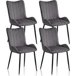 Présentation Chaises salle à manger velours gris foncé, 2 pièces, design moderne