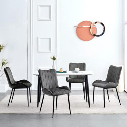 Chaises salle à manger velours gris foncé, 2 pièces, design moderne en situation