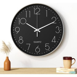 Présentation Horloge Murale Silencieuse Uootach, Design Minimaliste Noir