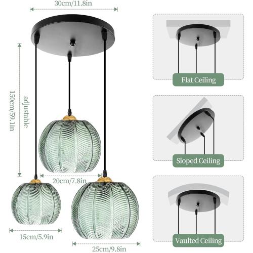 Présentation de Zoom sur KOSHSH Suspension Luminaire Verre, Lustre Moderne Design