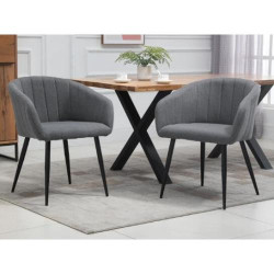 Présentation Chaises rembourrées modernes Homcom, tissu gris foncé, métal