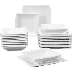 Présentation MALACASA, Service de Table Porcelaine 24pcs Blanches