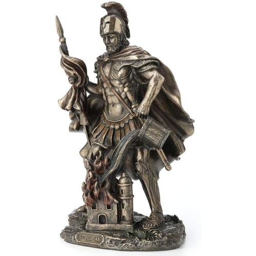 Présentation de Zoom sur Statue Saint Florian Pompiers Bronze Antique Veronese Design