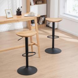 Présentation Tabourets de Bar Bois Massif, Réglables, Pivotants, Lot de 2