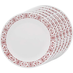 Présentation Assiettes en verre CORELLE Red Trills, lot 6 pièces