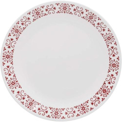 Assiettes en verre CORELLE Red Trills, lot 6 pièces en situation