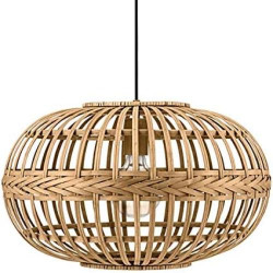 Présentation Suspension luminaire vintage boho acier bois naturel, lustre E27 salon table à manger