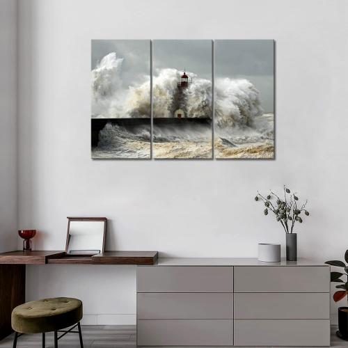 Présentation de Zoom sur Phare Vagues Mer Peinture Murale First Wall Art