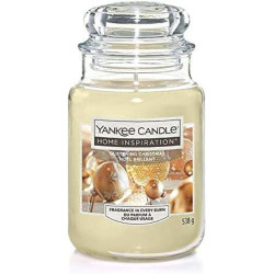 Présentation Yankee Candle Bougie Noël Brillante, Vanille Crème, Ambre