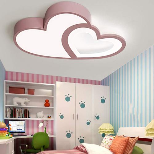 Présentation de Lampe Plafond LED Dimmable Ahqx, Abat Jour Acrylique Rose en situation