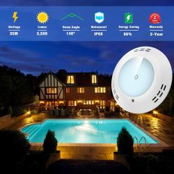 Projecteur Piscine LED 35W Résine, Étanche IP68, 3500lm en situation