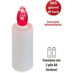 Bougie votive LED INFINITY, 365 jours, blanche, lumière rouge en situation