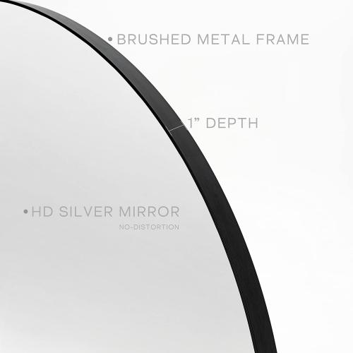 Présentation de Zoom sur Miroir ovale noir Minuover, cadre métal élégant, déco