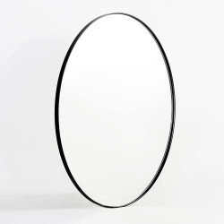 Présentation Miroir ovale noir Minuover, cadre métal élégant, déco