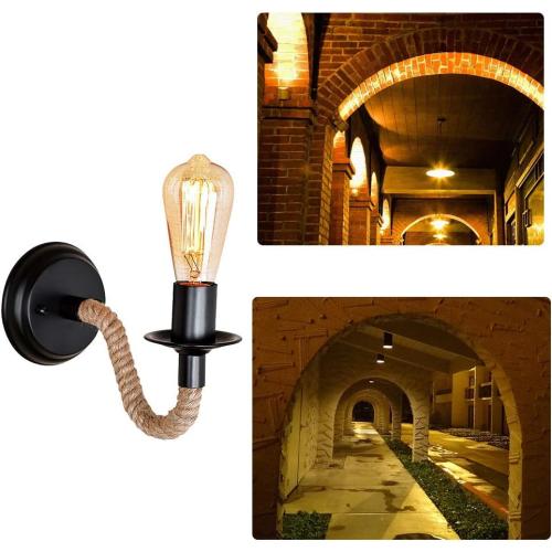 Présentation de Zoom sur Lampe murale vintage industrielle, tube fer, applique E27