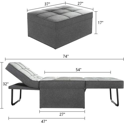 Présentation de Zoom sur Canapé lit multifonction 4 en 1 Vonanda, gris foncé