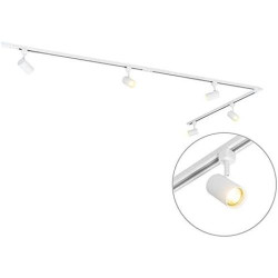 Plafonnier moderne sur rail Qazqa, luminaire LED blanc en situation