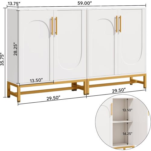 Présentation de Tribesigns Commode Armoire Rangement Moderne Or Blanc en situation