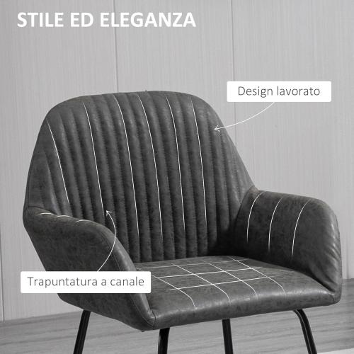 Présentation de Zoom sur Chaises modernes rembourrées Simili Cuir Gris Homcom